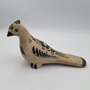 Vintage Tonala Mexico Pottery Bird Figurine Signed RS Hand Painted Folk Art 4.5